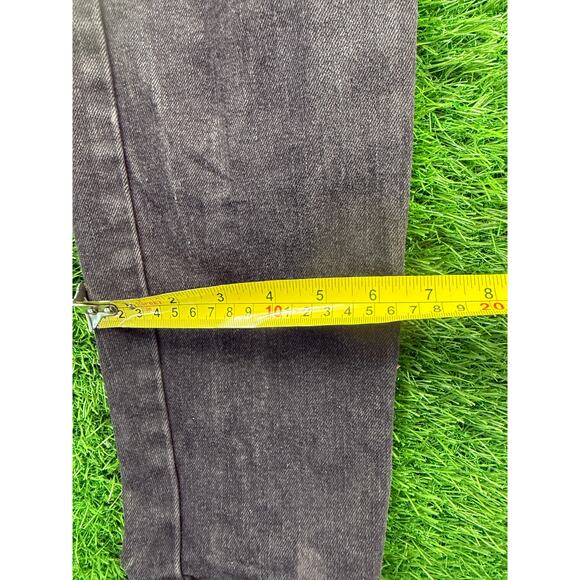 Fashion Nova Men Black Distressed Skinny Jeans Sz 36 Ripped Knee Zip Ankle - Picture 7 of 9